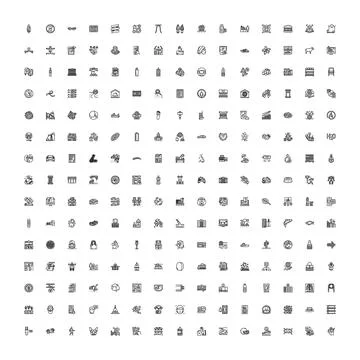 Large set of thin line outline icons Stock Illustration