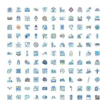 Large set of various colorful scribble outline icons 库存插图