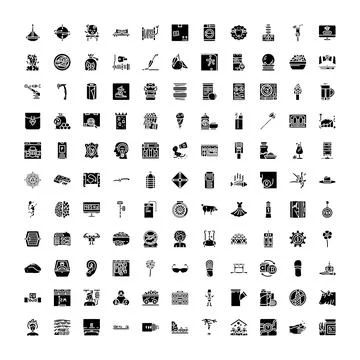 Large set of various glyph web icons Stockillustratie