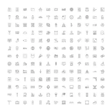Large set of various outline pixel perfect icons 스톡 일러스트