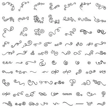 A large set of vector black ornaments on a white background Stock Illustration