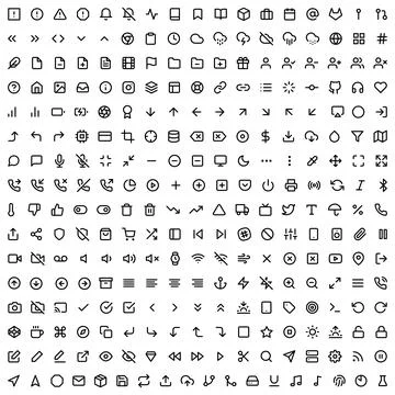 Large set of vector icons, editable, outlined for animation. Stock Illustration