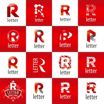 Large set of vector logo letter R Stockillustratie