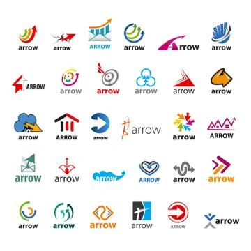 Large set of vector logos arrow Stock Illustration