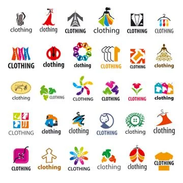 Large set of vector logos clothing Stock Illustration