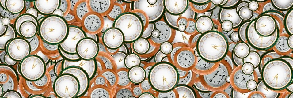 Large set of vintage clock faces. Texture of time, Elegant collection Stock Illustration