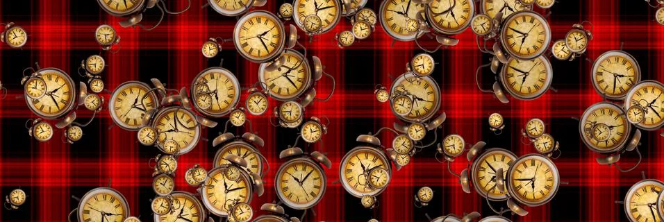 Large set of vintage clock faces. Texture of time, Elegant collection. 3d ill Stock Illustration