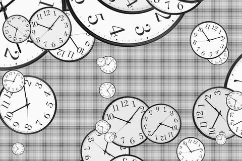 Large set of vintage clock faces. Texture of time, Elegant collection. 3d ill Stock Photos