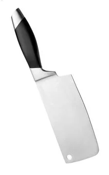 Large sharp cleaver knife with black handle isolated on white Stock Photos