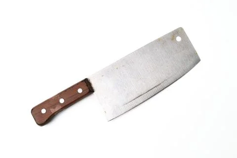 Large sharp cleaver knife isolated on a white background. Stock Photos