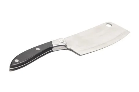 Large sharp cleaver knife isolated on white 写真素材
