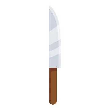 Large sharp kitchen knife with brown wooden handle pointing upwards Stock Illustration