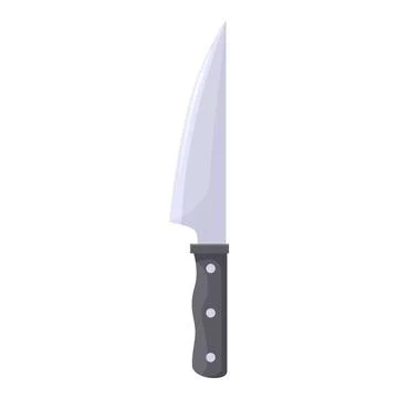 Large sharp kitchen knife pointing up with black handle Illustration