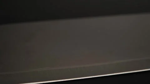 Large sharp knife with stainless steel handle isolated on black background. Stock-Footage 248272850