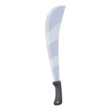 Large sharp machete knife with black handle pointing downwards Stock Illustration