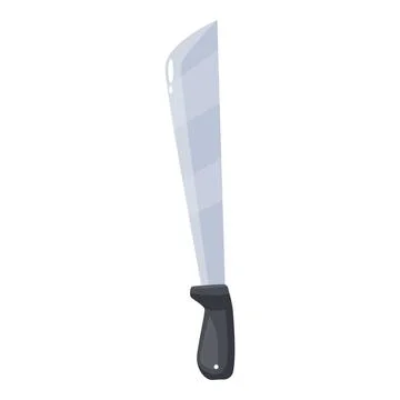 Large sharp machete knife with black handle pointing downwards Stock Illustration