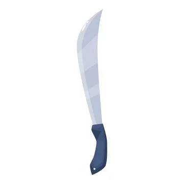 Large sharp machete knife with blue handle pointing downward Stock Illustration