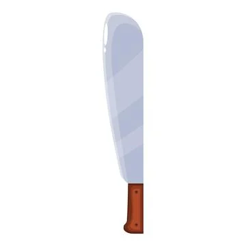 Large sharp machete knife with wooden handle pointing upwards Illustration