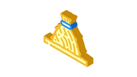 Large sheaf ears of wheat harvest isometric icon animation Stock Footage 327293437