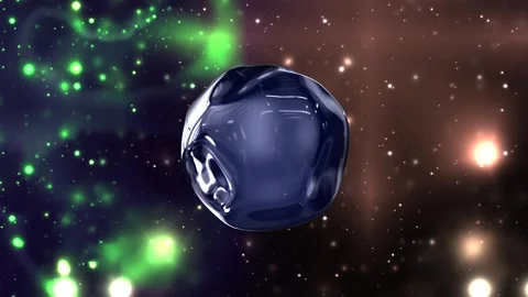 A large, shiny, metallic object is floating in space Video stock 273798452