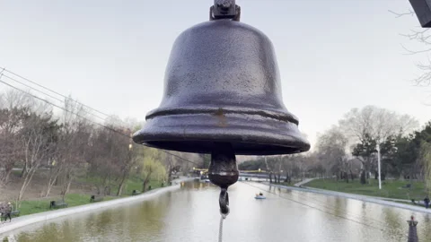 Large Ship Bell with Lake in the Background Stock-Footage 306371971