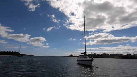 A large ship in a body of water Stock Footage 155591656
