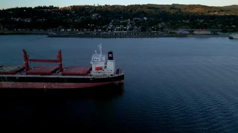 Large Ship in Columbia River at dusk Stock Footage 294705457