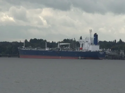Large Ship Docked in UK Stock Footage 79743504