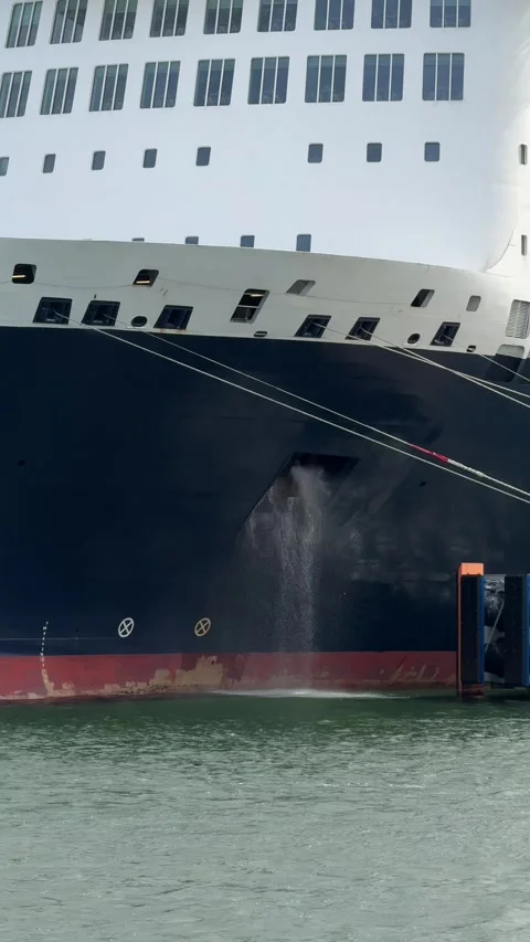 Large Ship Hull Docked in Klaipeda Harbor Stock Footage 336560066