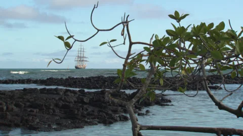 A large ship lying at anchor near the coast. Video stock 39482116