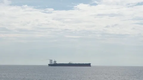 A large ship in the ocean against the blue sky Stock Footage 124421931