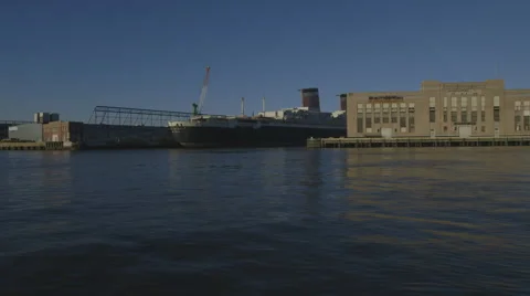 Large Ship on River HD Vídeos de archivo 60631327