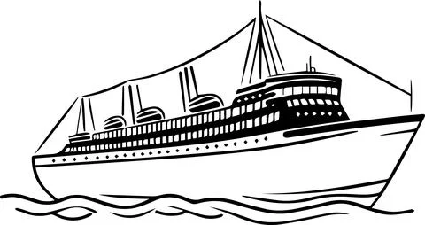 A large ship is sailing in the ocean Illustrazione stock