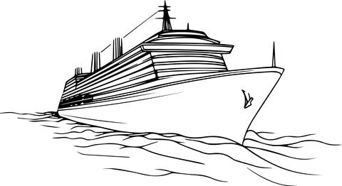 A large ship is sailing in the ocean Stock Illustration