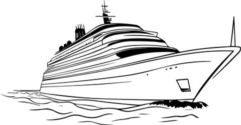 A large ship is sailing in the ocean Stock Illustration