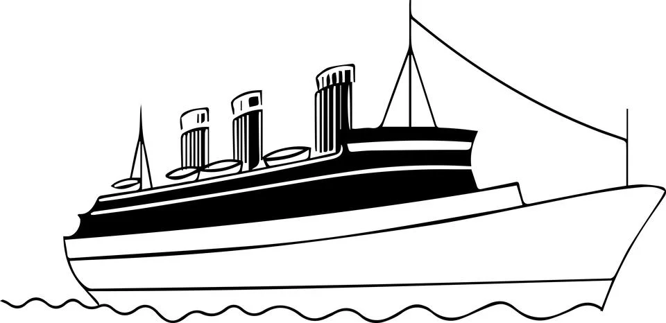 A large ship is sailing in the ocean Stock Illustration