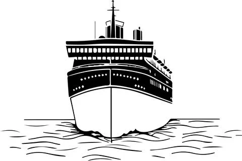 A large ship is sailing in the ocean Illustrazione stock