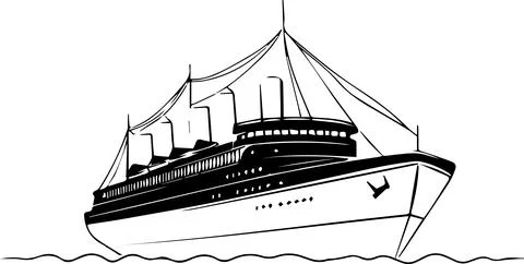 A large ship is sailing in the ocean Illustrazione stock