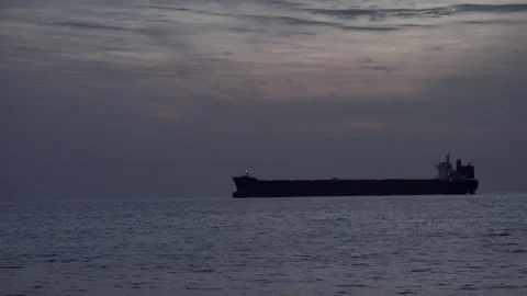 A large ship for transporting goods across the ocean. Bulk ship. Stock Footage 132146077