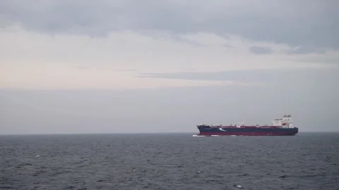 A large ship for transporting goods across the ocean. Bulk ship. Stock Footage 132146160