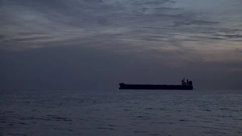 A large ship for transporting goods across the ocean. Bulk ship. Stock Footage 132146198