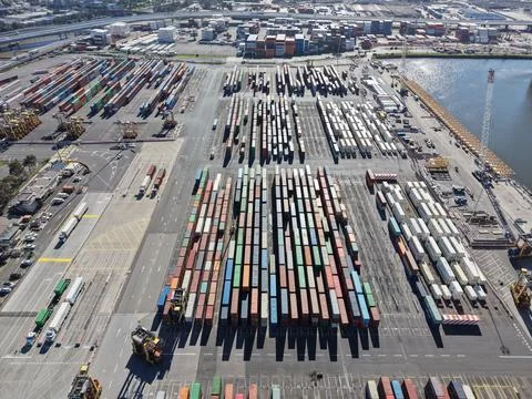 Large Shipping Container Terminal Stock Photos