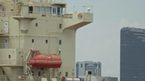 Large Shipping Ship Container Cargo on Mississippi River New Orleans 動画素材 108372581