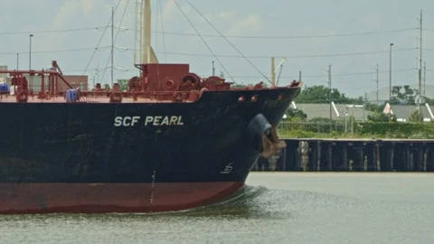 Large Shipping Ship Container Cargo on Mississippi River New Orleans Video stock 108376022