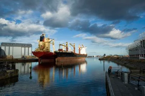 Large ships moored Stock Photos