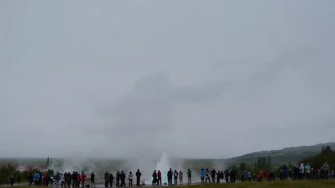 Large shot of exploding geyser in Golden Circle, Iceland Stock Footage 71281870