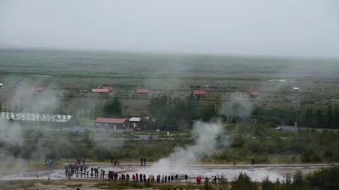 Large shot of exploding geyser in Golden Circle, Iceland Stock Footage 71282265