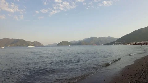 Large shot Marmaris seashore Stock Footage 79859690