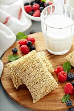 Large shredded wheats Stock Photos