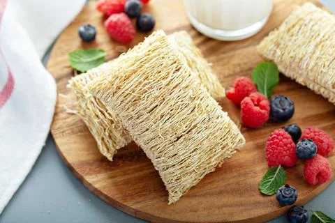 Large shredded wheats Stock Photos